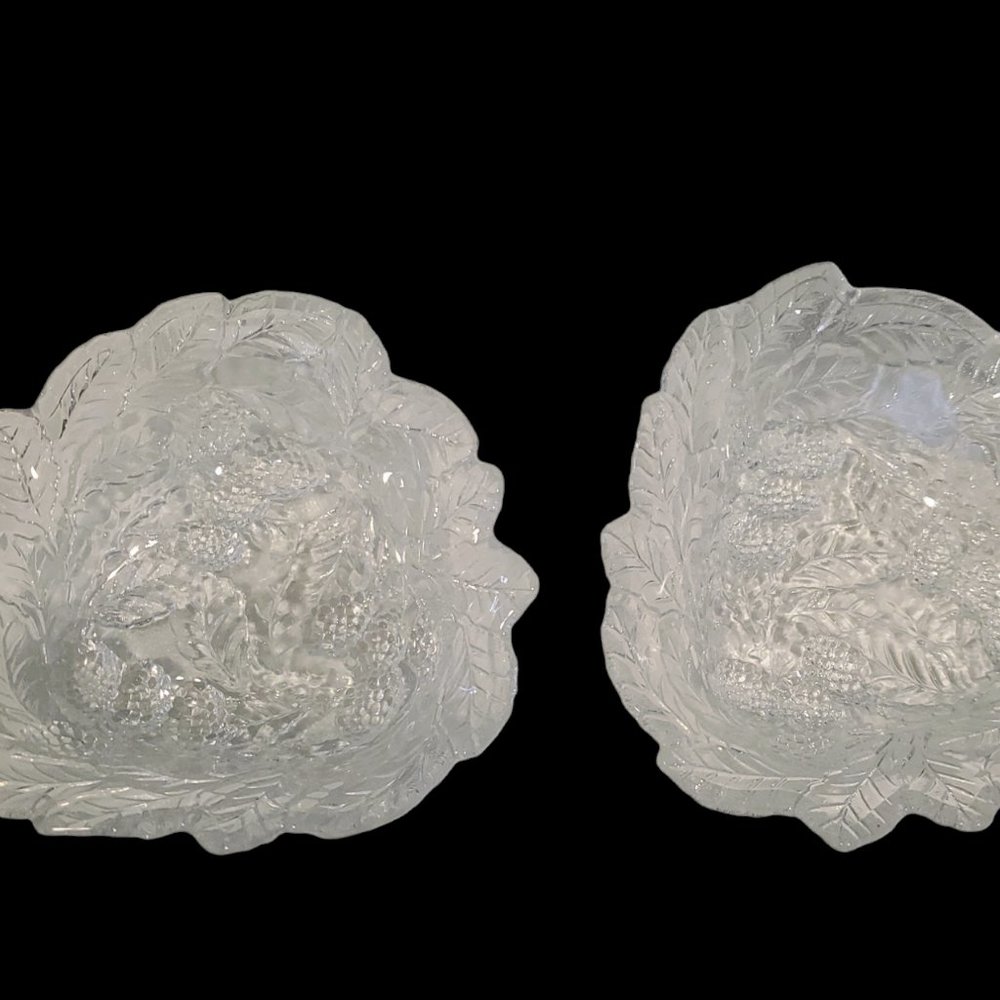 Vintage MCM Indiana Glass Loganberry Raspberry Bowl/Candy Dish-Set of 2